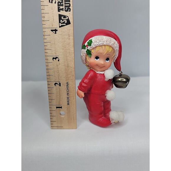 VTG 1980 Ruth Morehead Holly Babes ELF Christmas Figurine Jingle Bell 4" Tall - Picture 7 of 7